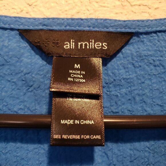 NWT Ali Miles Top Shirt Womens Medium Blue Textured Tunic Button Artisan Boho - Picture 11 of 11
